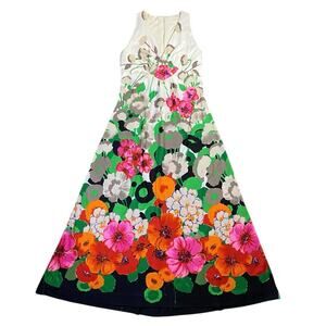 Vintage Floral Maxi Dress - Multicolor
